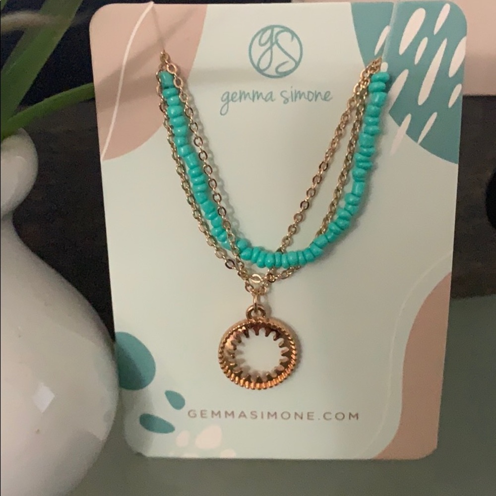 Gemma Simone - Aqua Beaded Lariat Necklace -NWOT